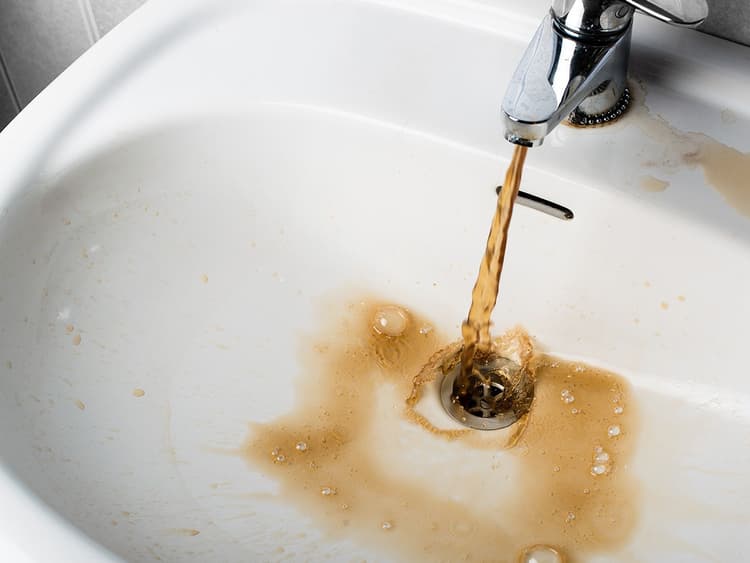 Rusty water coming from tap