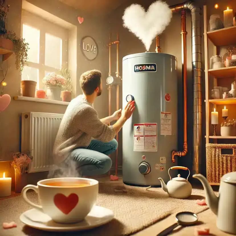 person inspecting their water heater, showing their plumbing system some love